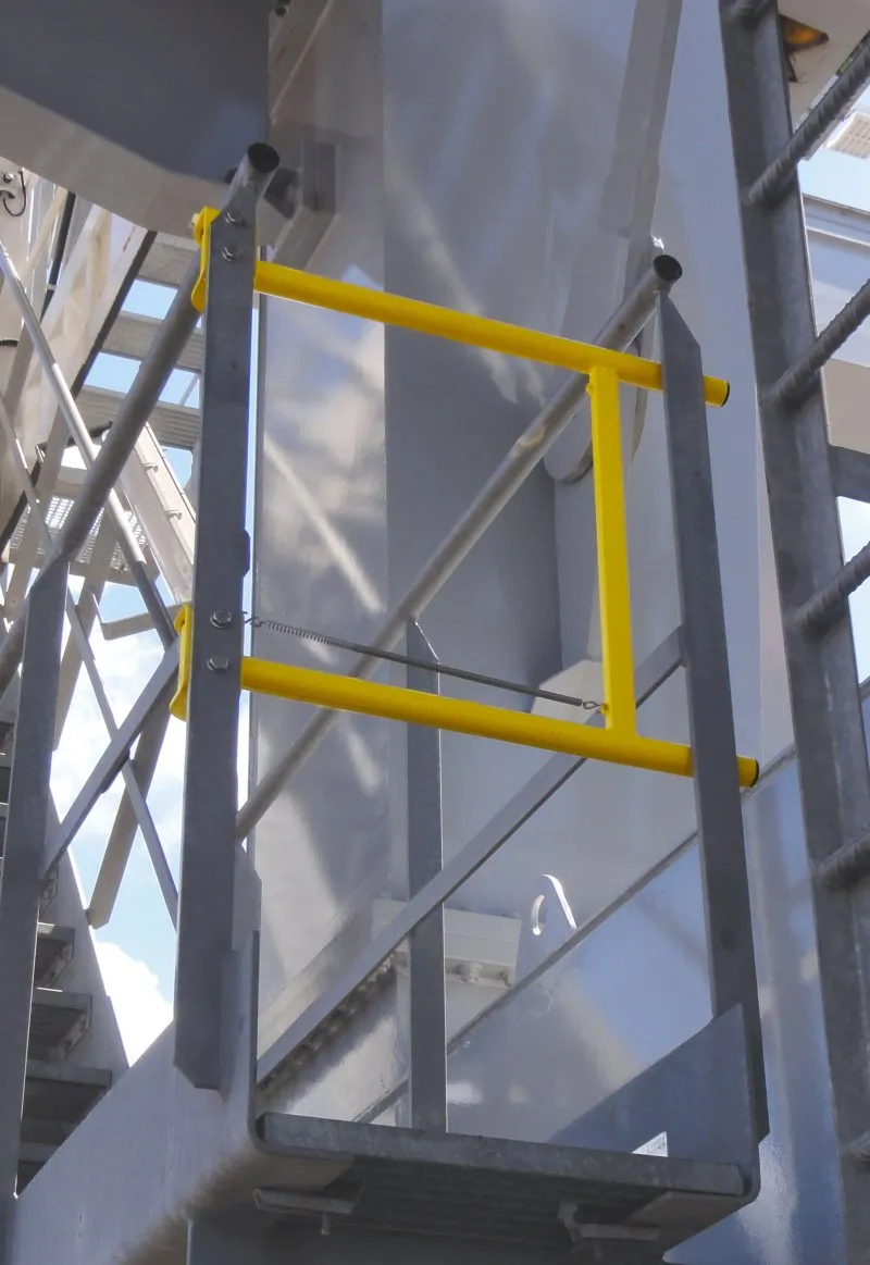 Narrow walkway safety gate (NWG) for restricted spaces